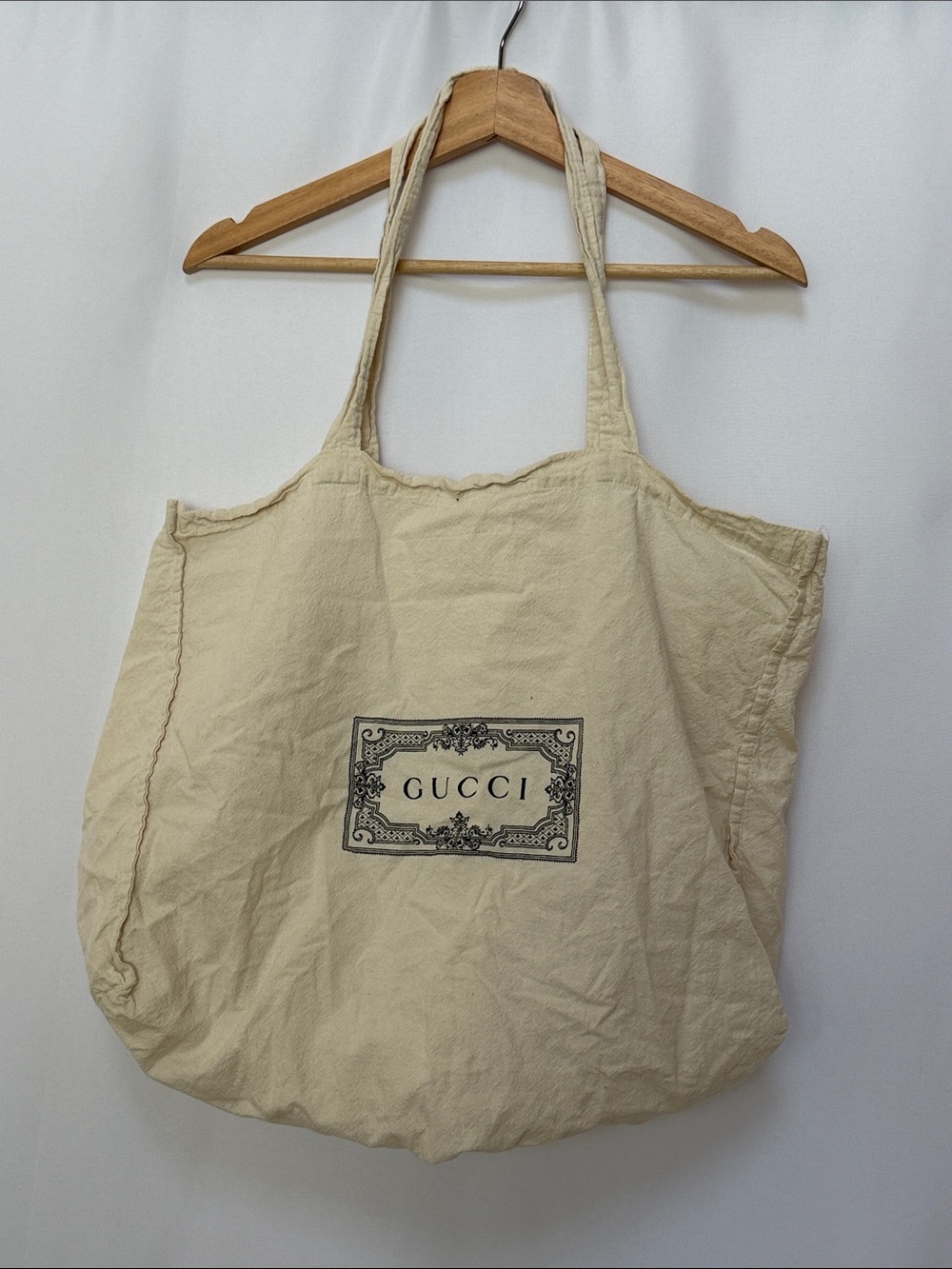 Gucci Cream Canvas Logo Tote